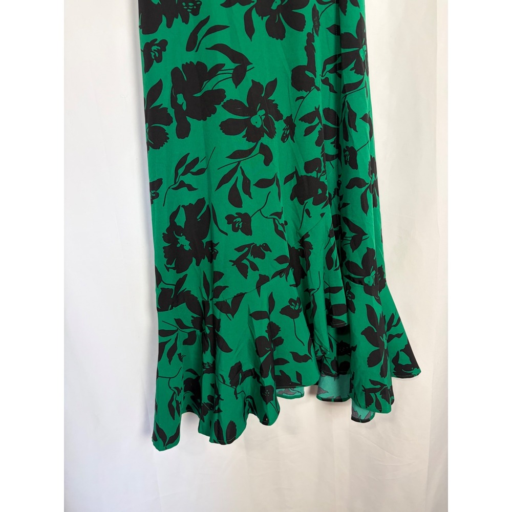PrettyGarden Boho Green Floral Wrap Maxi Dress Wedding guest Ruffle Large NWT - Picture 2 of 9